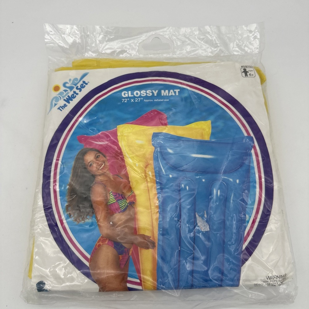 Vintage 1994 Intex The Wet Set Inflatable Pool Float‎ Yellow Retro 72"X27"